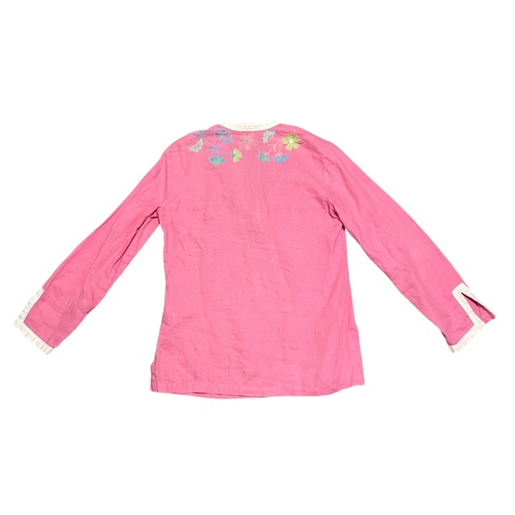Sigrid Olsen Linen Floral Embroidered Tunic Pullover Spring Top Size XS - Picture 5 of 5